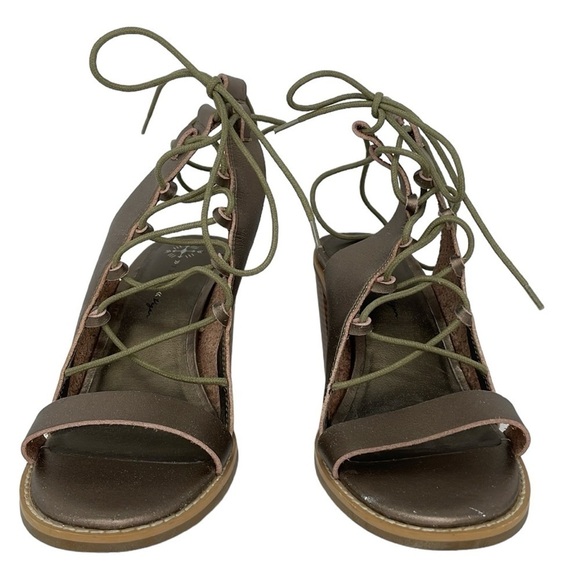 Free People Heels Women's 11 Bronze Gold Lace Up Open Toe Gladiator Pumps - Picture 4 of 17